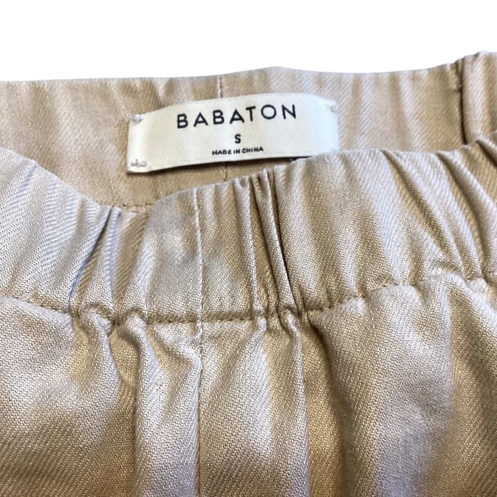 Babaton Aritzia Women Tan Linen Blend Elastic Waist Pull On Jogger Pants Size‎ S
